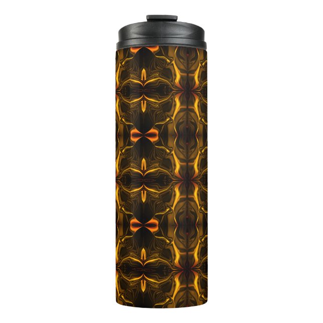 Garrafa Térmica Formas, 'Traços dourados flutuam' sobre fundo escu (Frente)