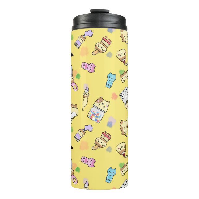 Garrafa Térmica Fornecimentos de arte de gatos (Frente)