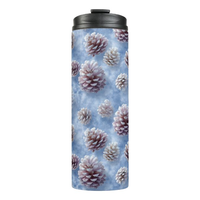 Garrafa Térmica Fosco  Azul Pinecones Travesseiro decorativo Padrã (Frente)