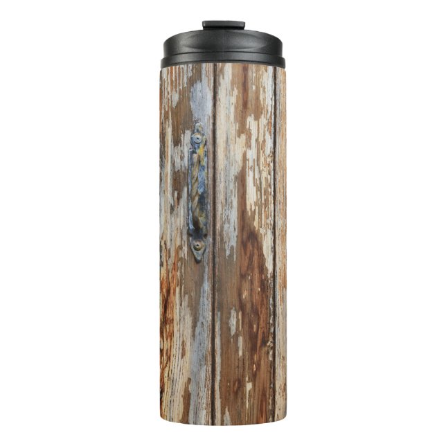 Garrafa Térmica Foto aproximada do conselho de madeira marrom (Frente)