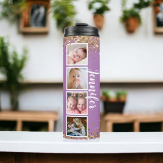 Garrafa Térmica Foto brilhante púrpura Tumbler térmico