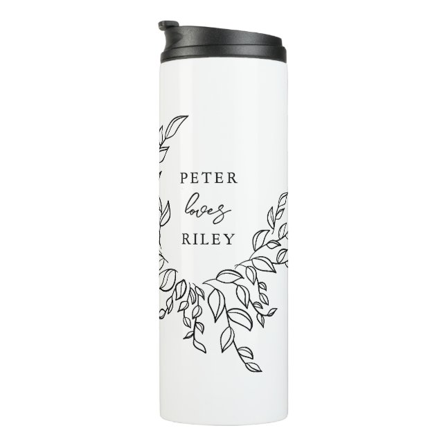 Garrafa Térmica Foto de Casais Botânicos de Letra Simples com Scri (Rotação à direita)