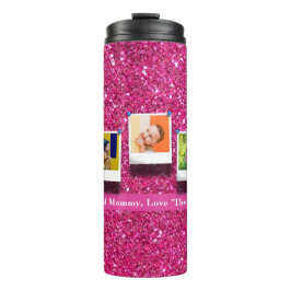 Garrafa Térmica Foto de Mamãe-mãe personalizada Colagem Girly Pink