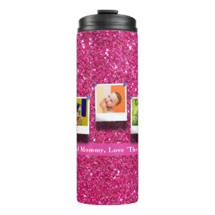 Garrafa Térmica Foto de Mamãe-mãe personalizada Colagem Girly Pink