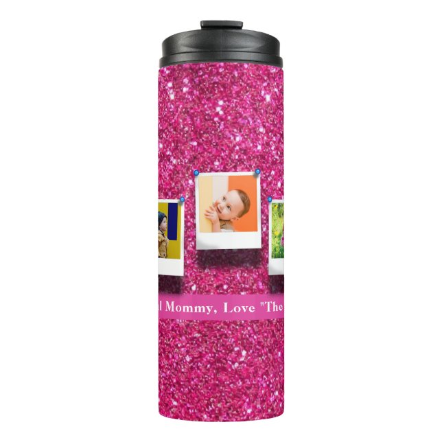 Garrafa Térmica Foto de Mamãe-mãe personalizada Colagem Girly Pink (Frente)