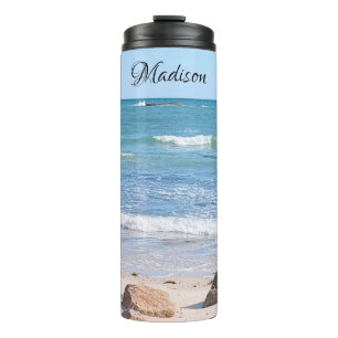 Garrafa Térmica Foto do nome personalizado do oceano Atlântico