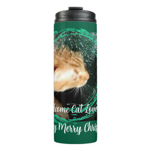 Garrafa Térmica Foto Ginger Cat, Texto, Personalizar Tumbler Térmi