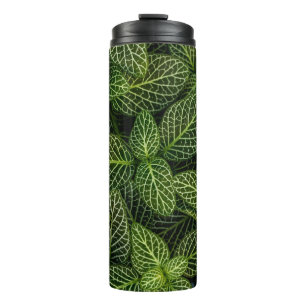 Garrafa Térmica Foto macro de plantas com folhas verdes
