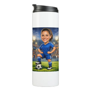 Garrafa Térmica Foto Personalizada de Caricatura de Futebol/Futebo