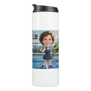 Garrafa Térmica Foto Personalizada de Jogadora de Padel/Pickleball