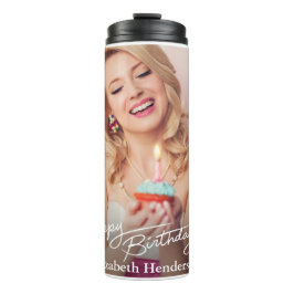 Garrafa Térmica Foto simples de aniversário feliz moderno