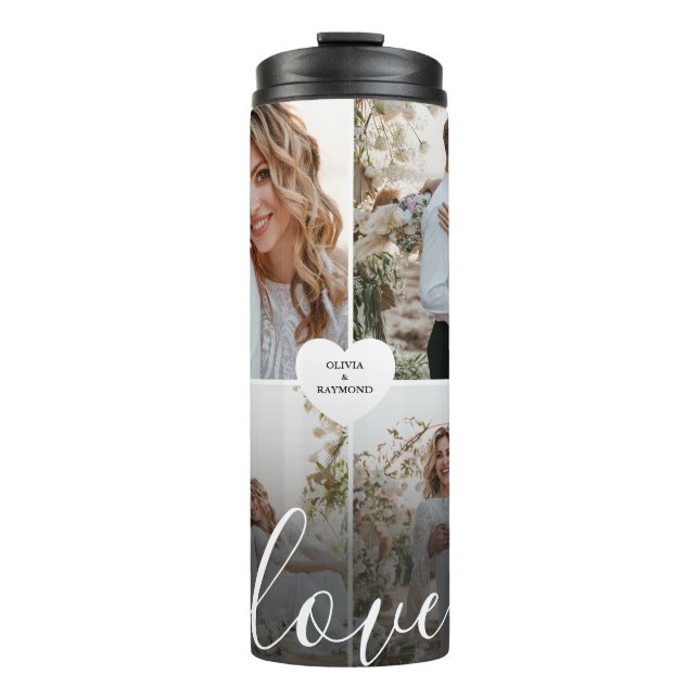 Garrafa Térmica Fotografia da Collagem de Amor design (Frente)