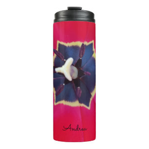 Garrafa Térmica Fotografia da Macro Natureza da Pasta Vermelha Neg