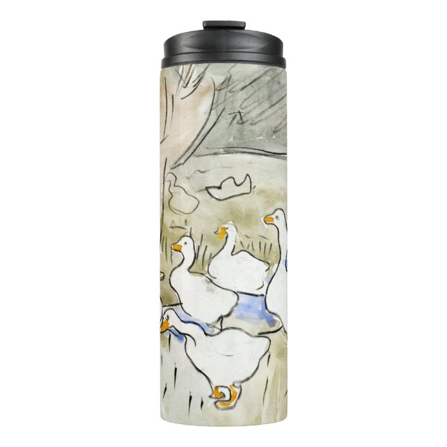 Garrafa Térmica Fotos de Pato Bonito Desenhado à Mão Fotos de Pato (Frente)