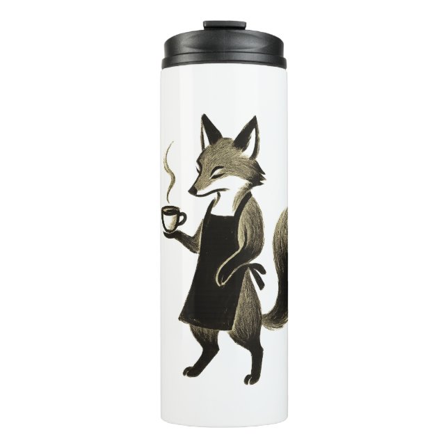 Garrafa Térmica Fox Barista - Horário do Café de Pincel de Tinta M (Frente)