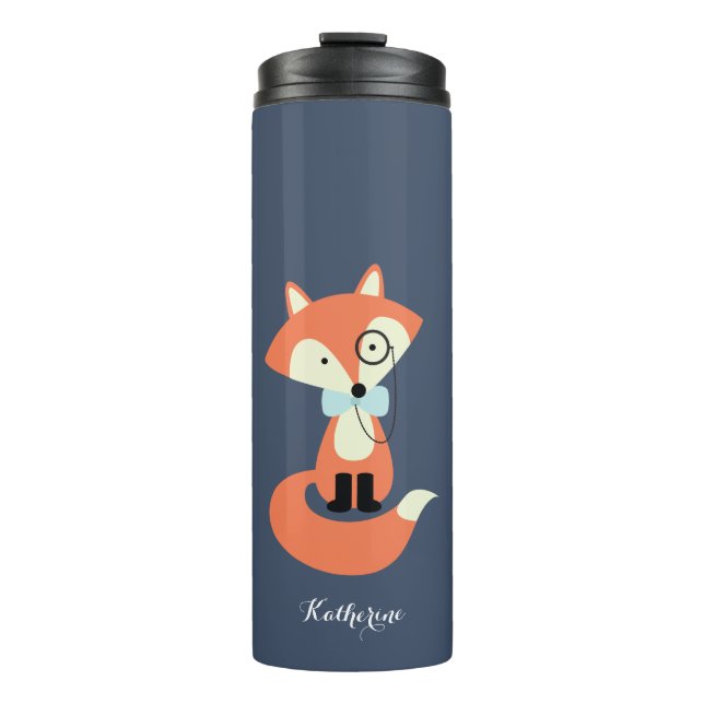 Garrafa Térmica Fox vermelho do hipster do Monocle (Frente)