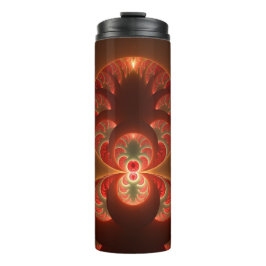 Garrafa Térmica Fractal vermelho-laranja abstrato moderno e lumino