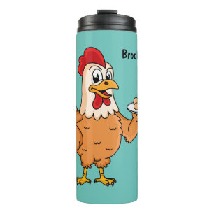 Garrafa Térmica Frango com ovos no prato desenho animado