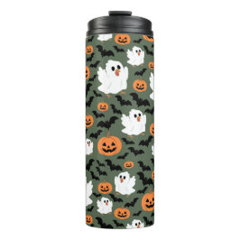 Garrafa Térmica Frangos Fantasmas Cute Spooky com Pumpkins e Bats