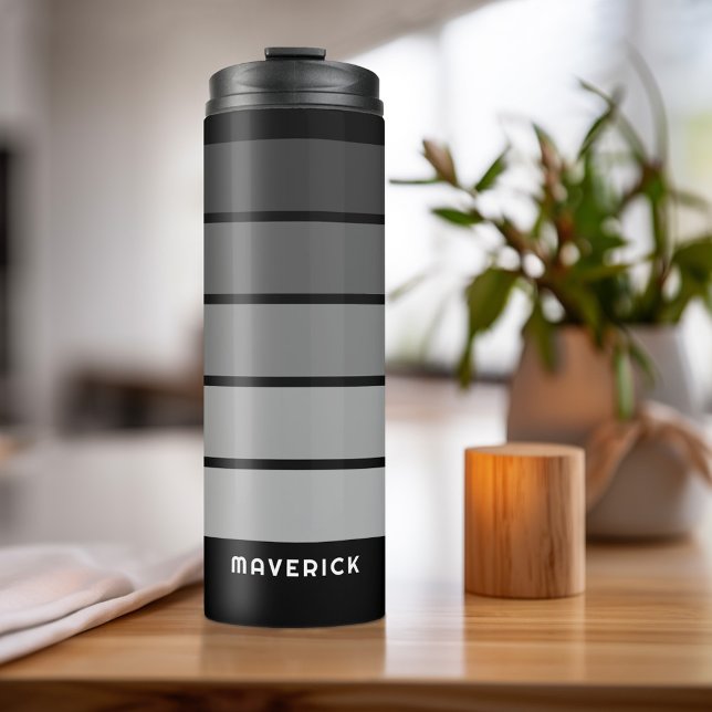 Garrafa Térmica Frente de faixa retrorativa Cinza preta víbora (Personalized Thermal Tumbler - Add Photos, Text - Customize Completely in the Advanced Design Area)