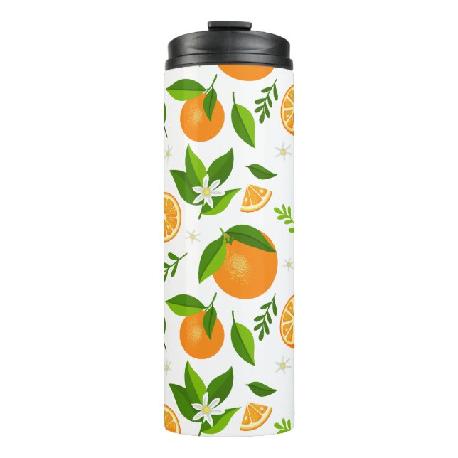 Garrafa Térmica Fresh oranges with flowers and leaves (Frente)