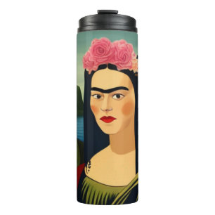 Garrafa Térmica Frida Kahlo como Mona Lisa Thermal Tumbler
