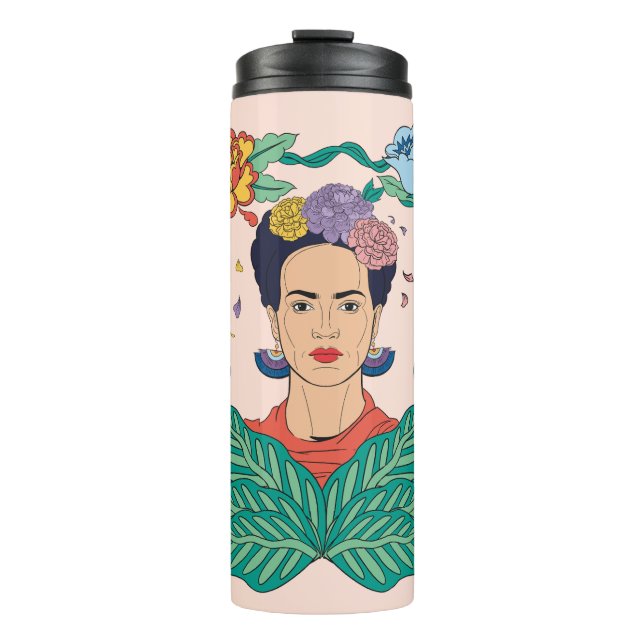 Garrafa Térmica Frida Kahlo Floral Frame Graphic (Frente)
