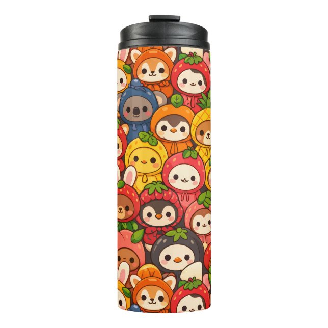 Garrafa Térmica Fruit Friends Parade | Cute Animal Chibi (Frente)