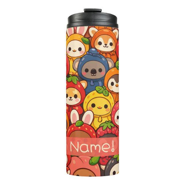 Garrafa Térmica Fruit Friends Parade | Cute Animal Custom (Frente)