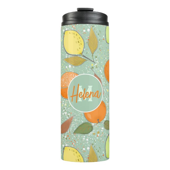 Garrafa Térmica Fruta com limões, laranjas (Frente)