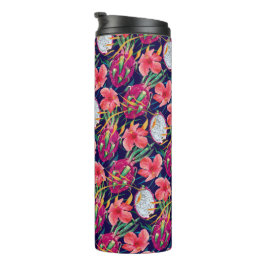 Garrafa Térmica Fruta do Dragão Floral Tropical Moderno Palma Verd