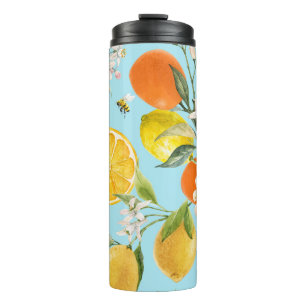 Garrafa Térmica Frutas de Citros de Aquarelas: Desenhados à Mão