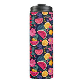 Garrafa Térmica Frutas e flores tropicais