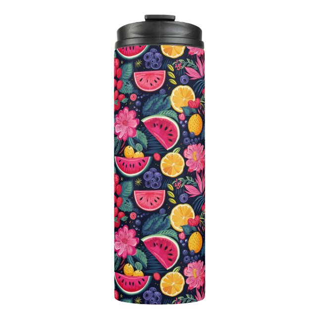 Garrafa Térmica Frutas e flores tropicais (Frente)