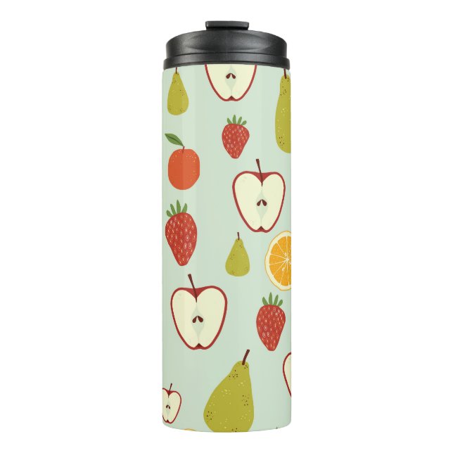 Garrafa Térmica Frutas frescas: padrão sem costura vibrante (Frente)