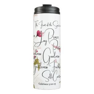 Garrafa Térmica Fruto do Espírito floral rosa
