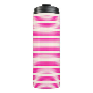Garrafa Térmica Fuchsia e beige cinco listras padrão