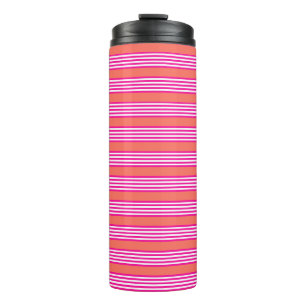 Garrafa Térmica Fuchsia e coral vivo: cinco listras