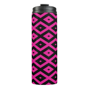 Garrafa Térmica Fuchsia e padrão de diamante preto