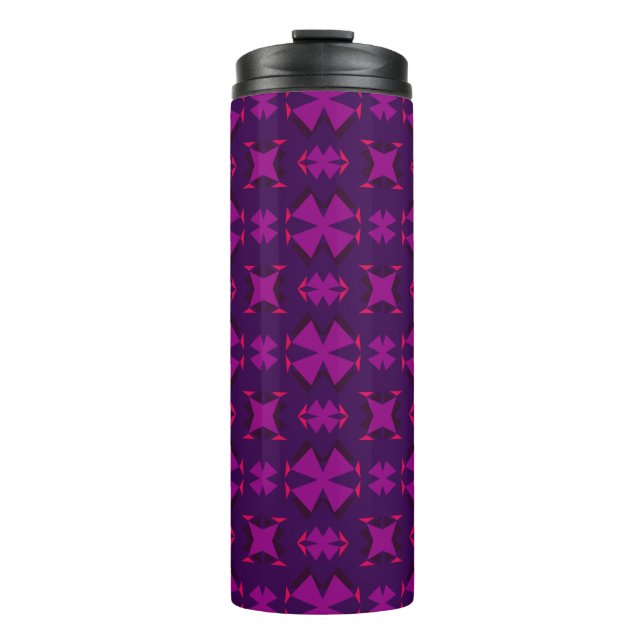 Garrafa Térmica Fuchsia Geotech: A Vibrant Abstract Geometric Text (Frente)