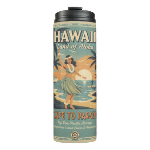 Garrafa Térmica Fuga para o Paraíso Terrestre Havaiano Vintage