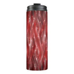 Garrafa Térmica fundo abstrato. fundo vermelho com ondas e