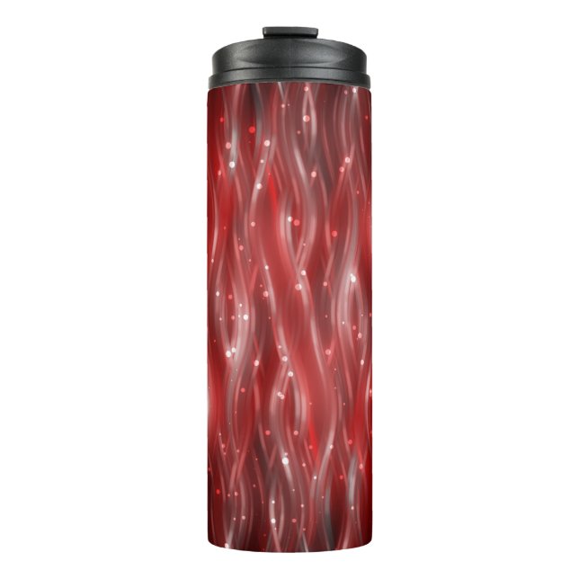 Garrafa Térmica fundo abstrato. fundo vermelho com ondas e (Frente)
