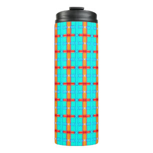 Garrafa Térmica fundo abstrato padrão de gingham multicolorido