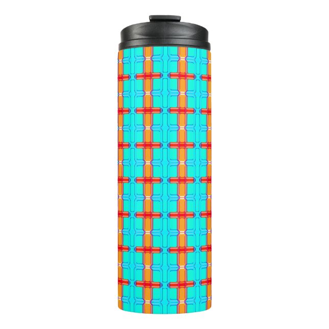 Garrafa Térmica fundo abstrato | padrão de gingham multicolorido (Frente)
