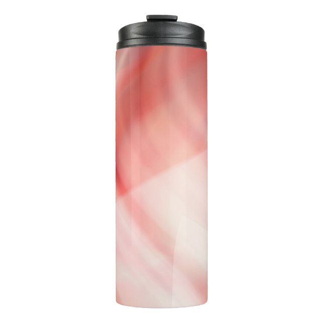 Garrafa Térmica Fundo abstrato vermelho e rosa com anéis brancos  (Frente)
