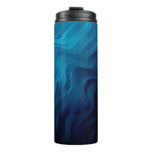 Garrafa Térmica Fundo AZUL escuro com linhas. Exemplo colorido