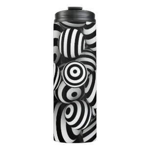 Garrafa Térmica Fundo branco de abstrato com bolas e linhas pretas