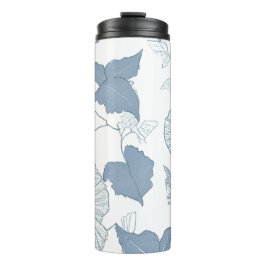 Garrafa Térmica Fundo Branco Delicar Flores Azuis Japonesas