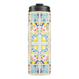 Garrafa Térmica Fundo cortado com ornamentos orientais. Watercol